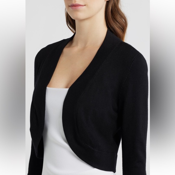 Eliza J Elegant Black Open-Front Cardigan - Picture 4 of 5